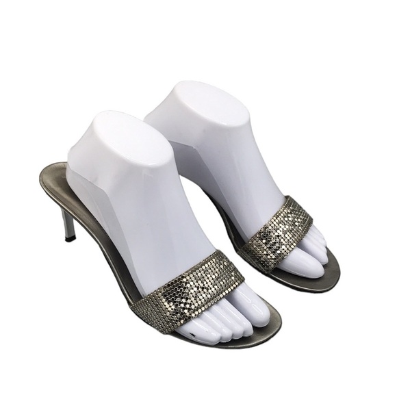 Anne Klein Silver Metal Mesh open Toe Heels SIze 8.5 With Matching Purse - Picture 4 of 12